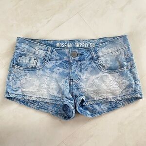 Mossimo Supply Co. - Faded Light Wash Floral Denim Shorts - Juniors Size 1